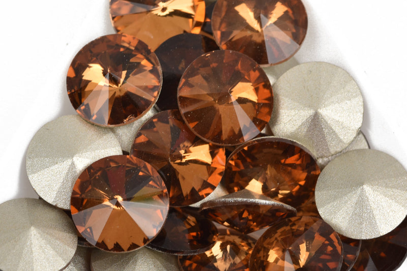 6 ss50 Chaton Rivoli Crystals, TOPAZ, Point Back Rhinestones, 12mm, Grade A quality, cry0174