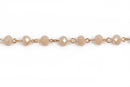 13 feet (4.33 yards) IVORY CREAM Crystal Rondelle Rosary Chain, bright gold wire, 8mm faceted rondelle glass beads, fch0563b