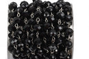 13 feet BLACK Crystal Rondelle Rosary Chain, silver, 10mm faceted rondelle glass beads, fch0565b