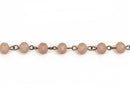 13 feet FROSTED CARAMEL PEACH Crystal Rondelle Rosary Chain, bronze, 8mm faceted rondelle glass beads, fch0569b