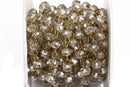 1 yard GOLDEN SHADOW Crystal Rondelle Rosary Chain, bronze, 6mm faceted rondelle glass beads, fch0570a