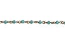 13 feet (4.33 yards) TURQUOISE Crystal Rosary Chain, bronze wire, 4mm rondelle faceted crystal beads, fch0571b