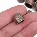 5 Copper Tone Hammered Textured End Caps for Kumihimo Jewelry, Leather Cord End Connectors, Bails, Bead Caps, Fits 10mm cord, fin0662