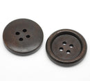 50 Large Wood Buttons, 25mm or 1" diameter dark coffee wood color, but0260