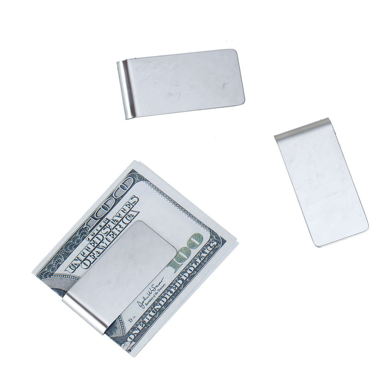 5 Stainless Steel MONEY CLIP Blanks, single sided money clips, MIRROR finish, 2-1/8" x 1", msb0361