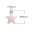 10 Silver Star Charms, Star Shape Stamping Blanks, 16x13mm, chs2681