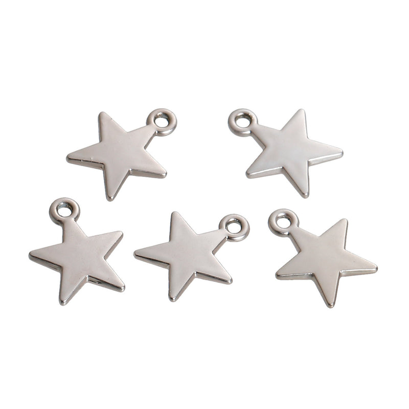 10 Silver Star Charms, Star Shape Stamping Blanks, 16x13mm, chs2681