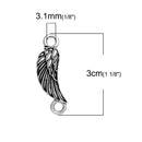 10 FEATHER Bracelet Connector Links, SILVER oxidized metal charms, bracelet charms, 30x10mm, chs2688