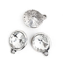 2 Clear Rivoli Charms, Crystal Glass in Silver Bezel, 21x17mm, chs2697