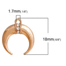 5 Gold Double Horn Charm Pendants, crescent moon charms, rhinestone accents, 18x16mm, chg0510
