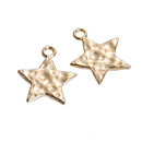 10 Bright Gold Hammered Metal STAR Charm Pendants, 18x15mm chg0513