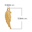 10 Gold Plated Metal ANGEL or BIRD Wing charm pendants, 33x11mm chg0514