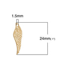 10 Gold Plated Metal ANGEL or BIRD Wing charm pendants, 24x7mm chg0515