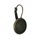10 (5 pairs) bronze cabochon bezel setting lever back earring components, fits 14mm round inside tray, fin0615