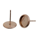 2 (1 pair) ROSE GOLD stainless steel cabochon bezel setting POST back earring components, fits 8mm round inside tray fin0620
