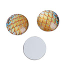 10 MERMAID Fish Scales Glass Dome Cabochons, Golden Yellow, Round Glass Dome Seals Cabochons, 12mm  (about 1/2" diameter)  cab0518