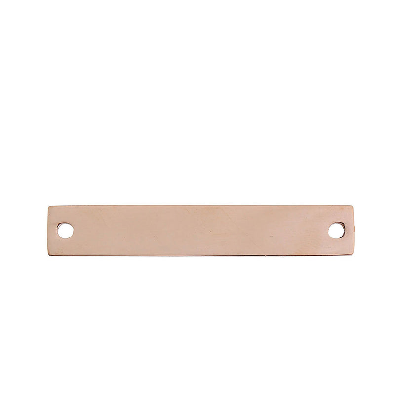 2 ROSE GOLD Stainless Steel Metal Bar Connectors, 15 gauge, Rectangle 38mm x 6mm, (1-1/2" x 1/4")  msb0362