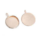 10 Rose Gold Round Circle CABOCHON SETTING Bezel Frame Charm Pendants (fits 12mm cabs), cho0165