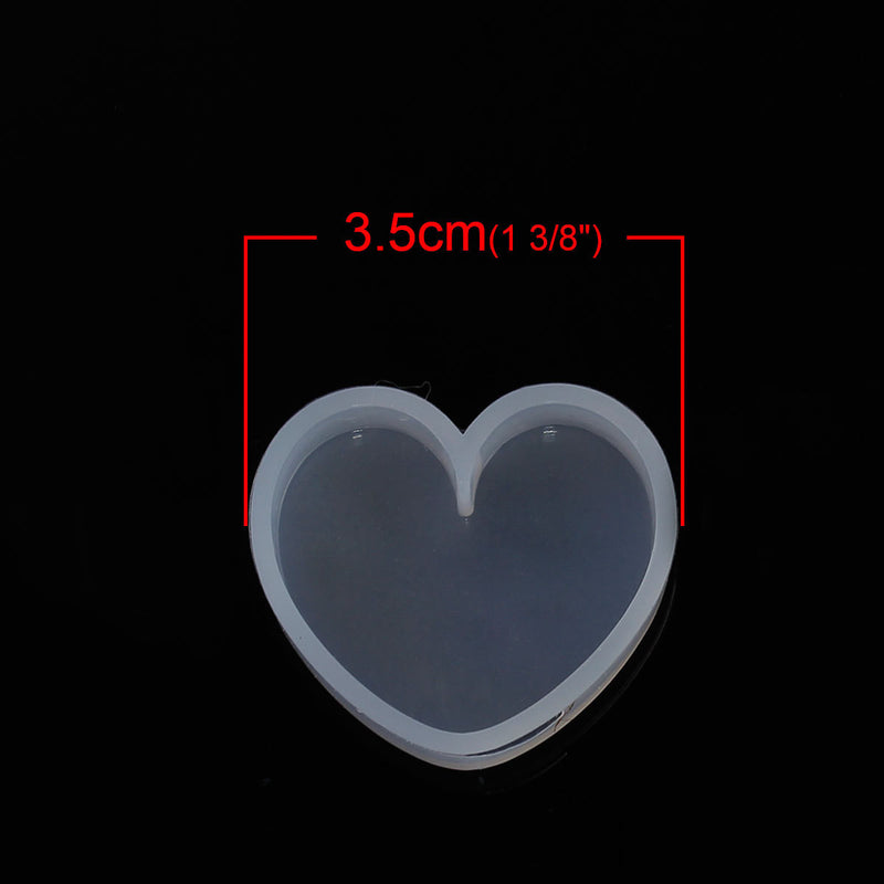 2 RESIN HEART Molds, Silicone Mold to make heart 30mm (1-3/16") charm pendants or cabochons soap mold, clay mold, reusable,  tol0723