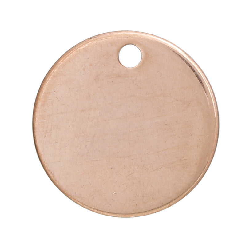 5 ROSE GOLD Stainless Steel Metal Stamping Blanks Charms ( 15mm, 5/8" ), Round Disc Tags, 19 gauge, msb0368