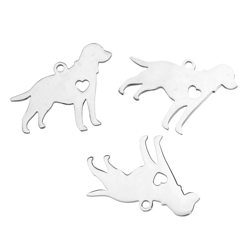 2 Stainless Steel LABRADOR RETRIEVER Charm Pendants, Dog Shape Charms, Design Metal Stamping Blanks 29x25mm, 15 gauge, CHS2714