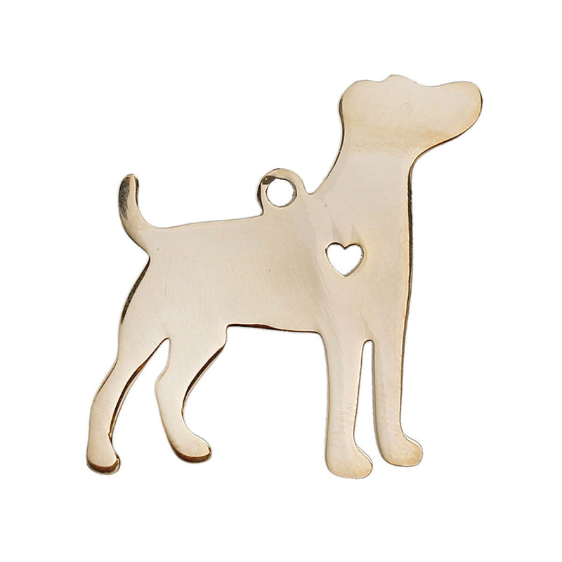 2 GOLD Stainless Steel JACK RUSSELL Terrier Charm Pendants, Dog Shape Charms, Design Metal Stamping Blanks 31x30mm, 15 gauge, Chg0521