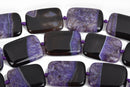 40mm PURPLE and BLACK AGATE Rectangle Gemstone Beads, Geode Gemstone Beads, 9 beads, gag0297