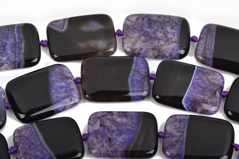 40mm PURPLE and BLACK AGATE Rectangle Gemstone Beads, Geode Gemstone Beads, 9 beads, gag0297