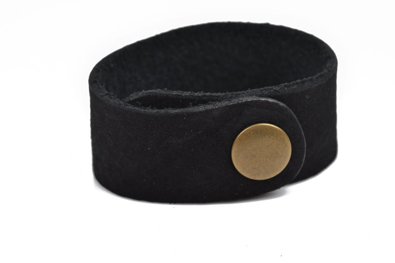 3 BLACK LEATHER CUFF Bracelet Blanks, 1" wide, 3 leather bracelet cuffs, brass snaps, Lth0012
