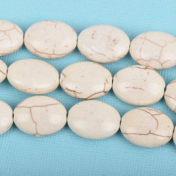 20mm WHITE Howlite Oval Beads, Puffy Oval Beads, full strand, 20 beads, how0612