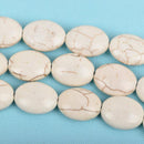 14mm WHITE Howlite Oval Beads, Puffy Oval Beads, full strand, 29 beads, how0616