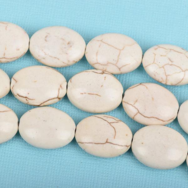 14mm WHITE Howlite Oval Beads, Puffy Oval Beads, full strand, 29 beads, how0616