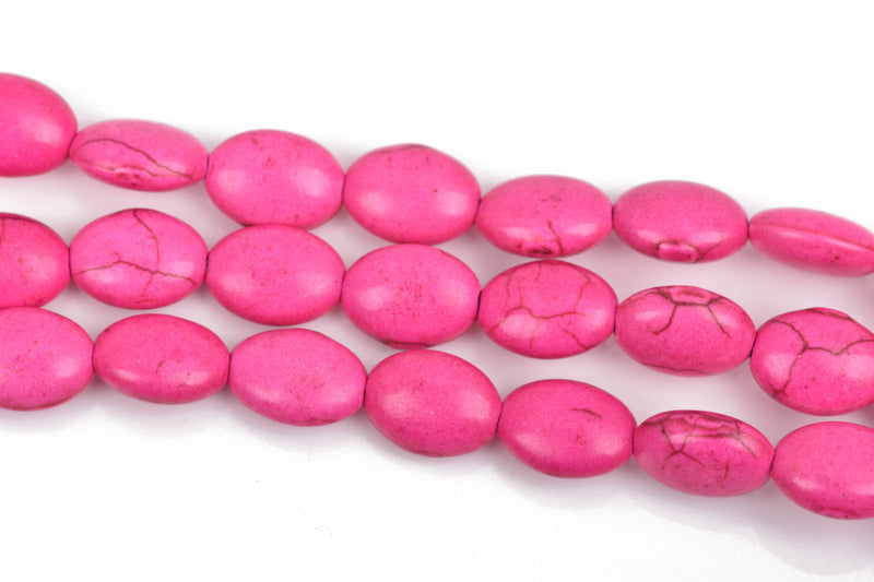 14x10mm PINK Howlite Oval Beads, Puffy Oval Beads, full strand, 29 beads, how0614