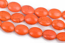 10x8mm ORANGE Howlite Oval Beads, Puffy Oval Beads, full strand, 41 beads, how0618