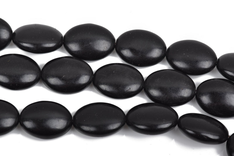 14x10mm BLACK Howlite Oval Beads, Puffy Oval Beads, full strand, 29 beads, how0637