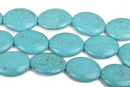 40x30mm TURQUOISE BLUE Howlite Oval Beads, Puffy Oval Beads, full strand, 10 beads, how0645