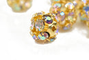 10 pc Gold Plated Crystal Disco Ball Spacer Beads Fireball, 8mm  Aurora Borealis AB Finish, bme0408