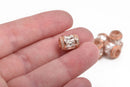 11x9mm Barrel Beads, Micro pave' hand-set crystals with Cubic Zirconia Stones, Large Hole, ROSE GOLD, cho0190