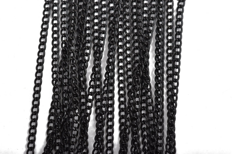 1 yard (3 feet) Bulk BLACK CURB Link Chain, tassel chain, flat curb links are 3.5x2mm, fch0574