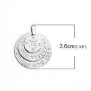 2 Silver COMPASS Charm Pendants, "Not All Those Who Wander Are Lost" quote charm 3 layer stamped pendant charm, chs2832