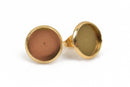 10 (5 pairs) gold stainless steel cabochon bezel setting earring post components, fits 10mm round inside bezel, fin0668