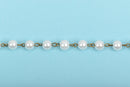 1 yard White Pearl Rosary Chain, bronze, 8mm round glass pearl beads, fch0242a