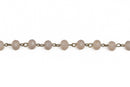 1 yard (3 feet) FROSTED GREY Crystal Rondelle Rosary Chain, bronze links, 8mm faceted rondelle glass beads, fch0576a