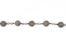 1 yard LABRADORITE GEMSTONE Rosary Chain, gunmetal links, 8mm round faceted gemstone beads, fch0577a