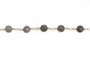 13 feet (4 meters) LABRADORITE GEMSTONE Rosary Chain, light gold links, 8mm round faceted gemstone beads, fch0578b