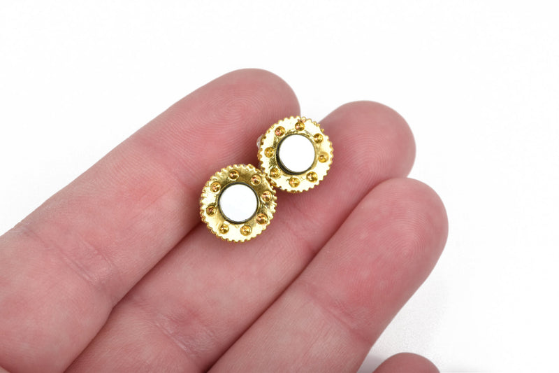 12mm Gold Magnetic Rhinestone Ball Clasp with Pave' RHINESTONES, 2 sets, fcl0233