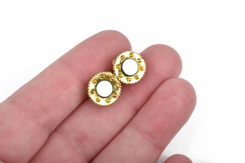 10mm Gold Magnetic Rhinestone Ball Clasp with Pave' RHINESTONES, 2 sets, fcl0234