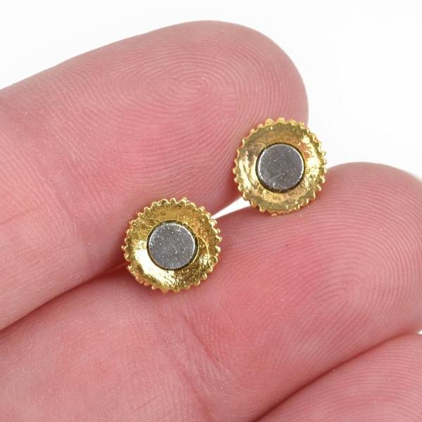 8mm Gold Magnetic Rhinestone Ball Clasp with Pave' RHINESTONES, 2 sets, fcl0235