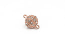 16mm Rose Gold Magnetic Rhinestone Ball Clasp with Pave' RHINESTONES, 2 sets, fcl0236