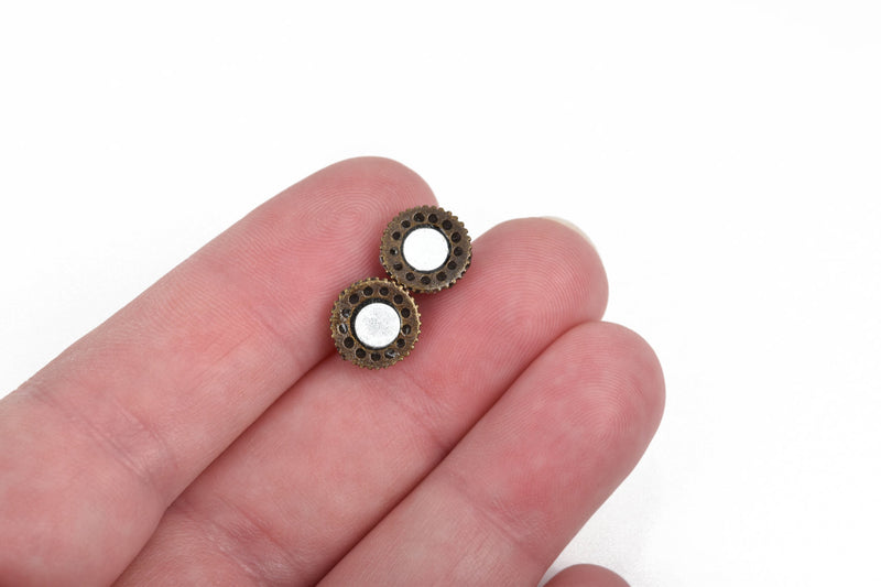 10mm Bronze Magnetic Rhinestone Ball Clasp with Pave' RHINESTONES, 2 sets, fcl0246